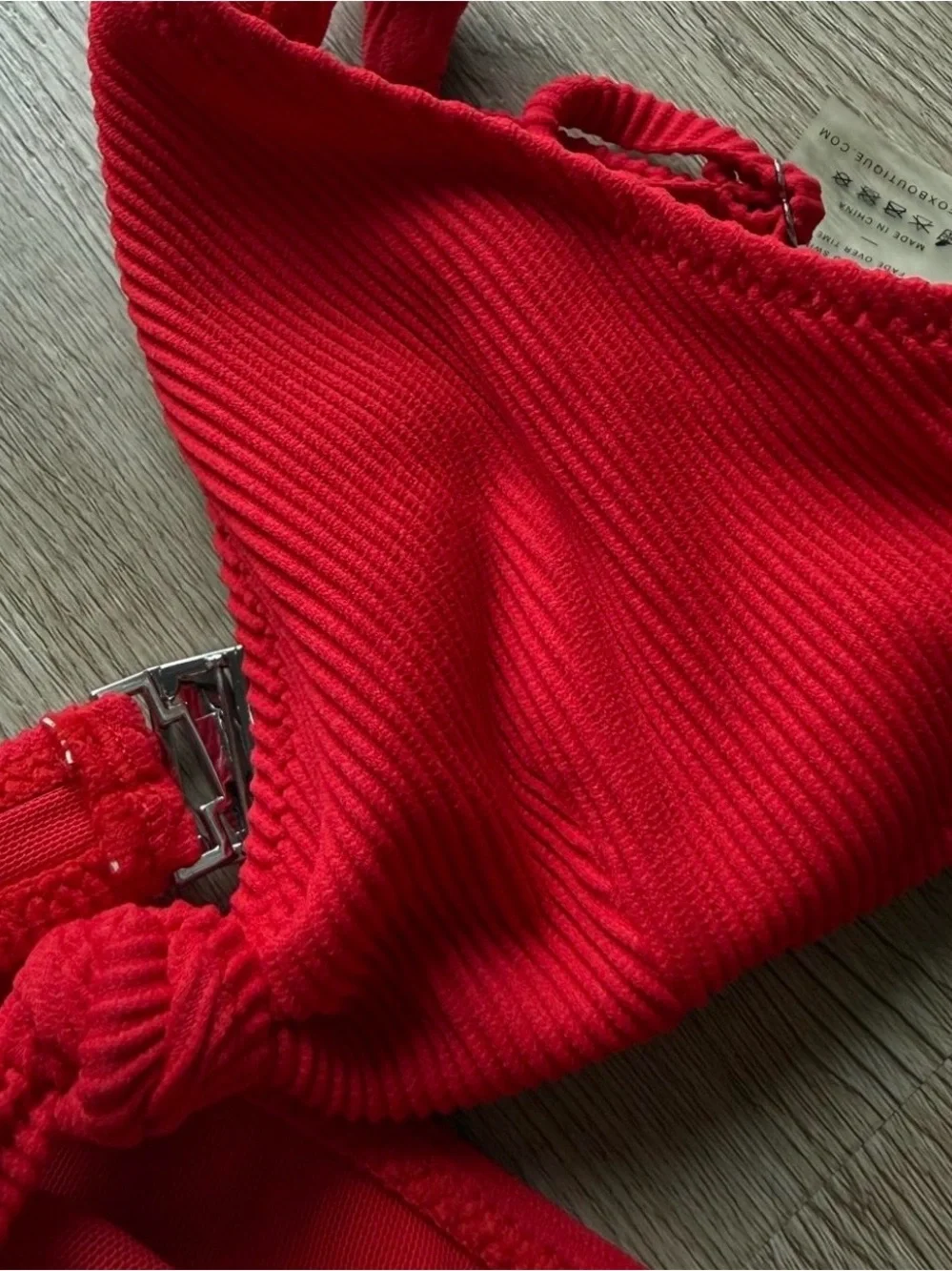White Fox Boutique Red Ribbed Bikini Set